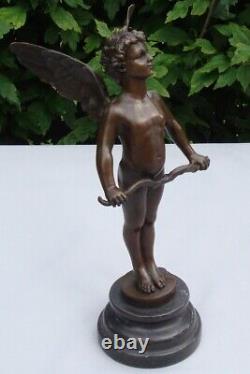 Solid Bronze Art Deco Style Art Nouveau Angel Baby Statue Sculpture Signed