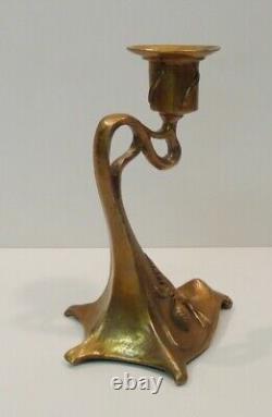 Solid Bronze Art Deco Style Art Nouveau Candle Holder