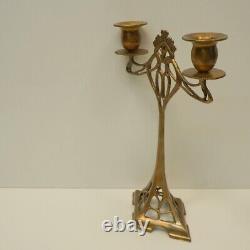 Solid Bronze Art Deco Style Art Nouveau Candlestick