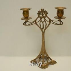 Solid Bronze Art Deco Style Art Nouveau Candlestick