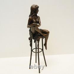 Solid Bronze Art Deco Style Art Nouveau Sexy Lady Statue Sculpture Demoiselle