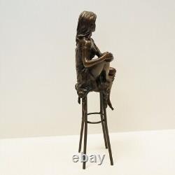 Solid Bronze Art Deco Style Art Nouveau Sexy Lady Statue Sculpture Demoiselle