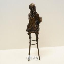 Solid Bronze Art Deco Style Art Nouveau Sexy Lady Statue Sculpture Demoiselle