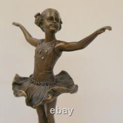 Solid Bronze Art Deco Style Art Nouveau Style Dancer Sculpture Statue Signed