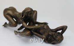 Solid Bronze Couple Sculpture in Sexy Art Deco Style Art Nouveau Statue