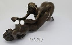 Solid Bronze Couple Sculpture in Sexy Art Deco Style Art Nouveau Statue