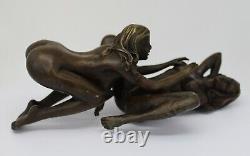 Solid Bronze Couple Sculpture in Sexy Art Deco Style Art Nouveau Statue