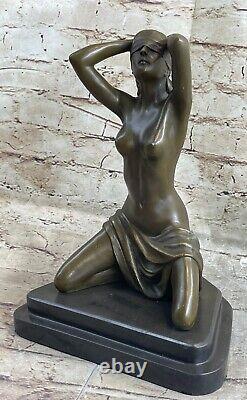 Solid Bronze Erotic Sculpture. Abstract Art Deco Nouveau Chair Figure Figurine.