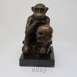 Solid Bronze Monkey Sculpture in Art Deco and Art Nouveau Style