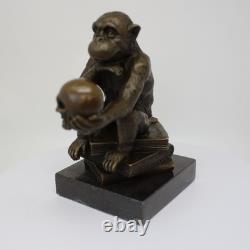 Solid Bronze Monkey Sculpture in Art Deco and Art Nouveau Style