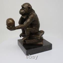 Solid Bronze Monkey Sculpture in Art Deco and Art Nouveau Style