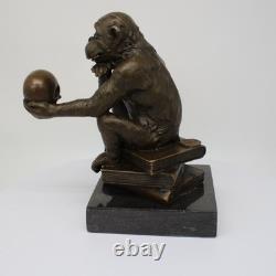 Solid Bronze Monkey Sculpture in Art Deco and Art Nouveau Style