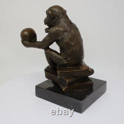 Solid Bronze Monkey Sculpture in Art Deco and Art Nouveau Style