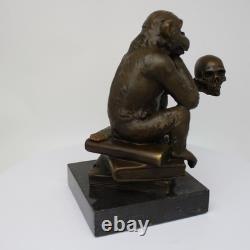 Solid Bronze Monkey Sculpture in Art Deco and Art Nouveau Style