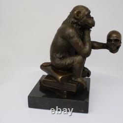 Solid Bronze Monkey Sculpture in Art Deco and Art Nouveau Style