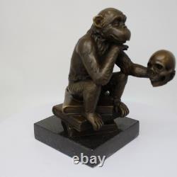 Solid Bronze Monkey Sculpture in Art Deco and Art Nouveau Style