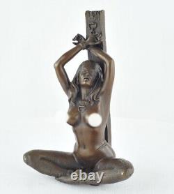 Solid Bronze Pin-up Sexy Style Art Deco Style Art Nouveau Statue Sculpture