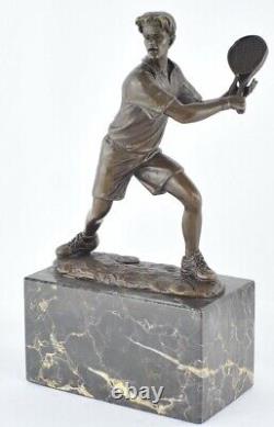 Solid Bronze Sculpture Statue Tennis Style Art Deco Style Art Nouveau Signed