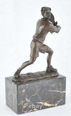 Solid Bronze Sculpture Statue Tennis Style Art Deco Style Art Nouveau Signed