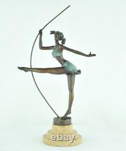 Solid Bronze Signed Statue Sculpture in Sexy Art Deco Style Art Nouveau