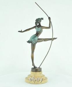 Solid Bronze Signed Statue Sculpture in Sexy Art Deco Style Art Nouveau