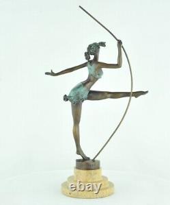 Solid Bronze Signed Statue Sculpture in Sexy Art Deco Style Art Nouveau