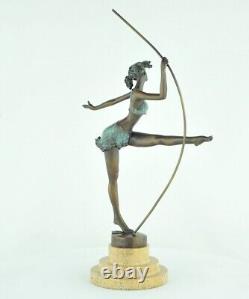 Solid Bronze Signed Statue Sculpture in Sexy Art Deco Style Art Nouveau