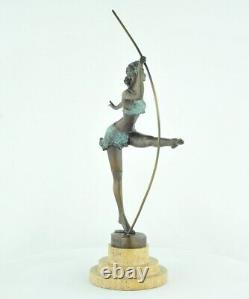 Solid Bronze Signed Statue Sculpture in Sexy Art Deco Style Art Nouveau