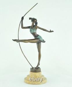 Solid Bronze Signed Statue Sculpture in Sexy Art Deco Style Art Nouveau