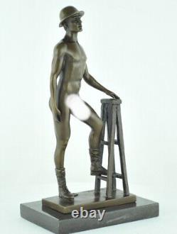 Solid bronze Art Deco style Art Nouveau athlete sculpture