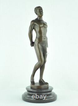 Solid bronze sculpture of a sexy athlete in Art Deco style