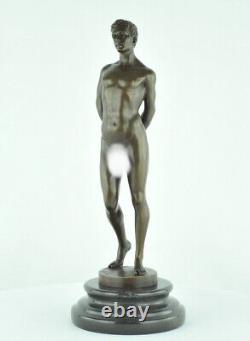 Solid bronze sculpture of a sexy athlete in Art Deco style