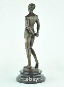 Solid bronze sculpture of a sexy athlete in Art Deco style