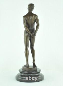 Solid bronze sculpture of a sexy athlete in Art Deco style