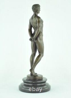 Solid bronze sculpture of a sexy athlete in Art Deco style