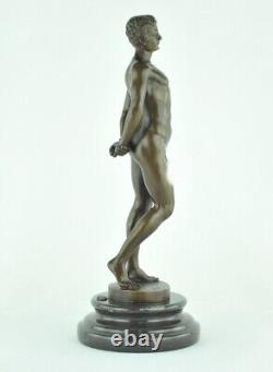 Solid bronze sculpture of a sexy athlete in Art Deco style