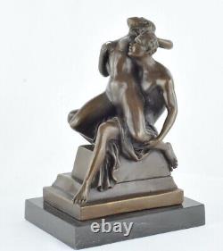 Solid bronze statue sculpture couple in sexy Art Deco style Art Nouveau style, signed