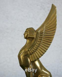 Sphinx, Pair Of Frecourt Bookends, Gilt Bronze And Marble, Sphinx, Frecourt