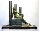 Splendid Art Deco Bronze, Chrome, And Onyx Clock<br/>
