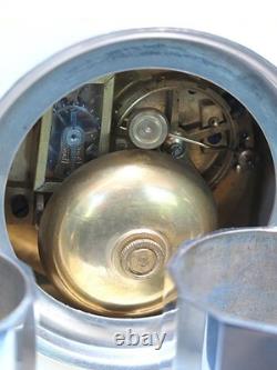 Splendid Art Deco bronze, chrome, and onyx clock 
	<br/> 

