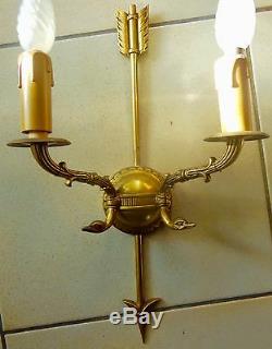 Splendid Pair Of Bronze Lamps Arrow Attribute And Swan Neck