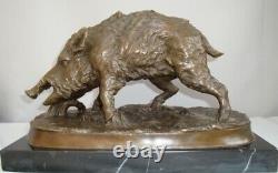 Statue Animal Wild Boar Hunting Art Deco Massive Bronze Sign