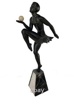 Statue Art Deco France Regule Fonte D Art Dancer Ball Marble Carrier E728