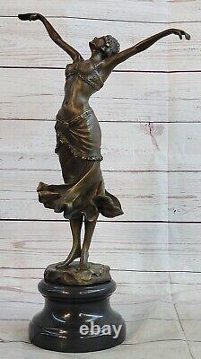 Statue Art Deco Golden Bronze Chair Austrian Dancer 1920 Sculpture Figure