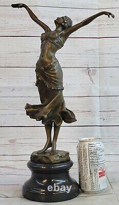 Statue Art Deco Golden Bronze Chair Austrian Dancer 1920 Sculpture Figure