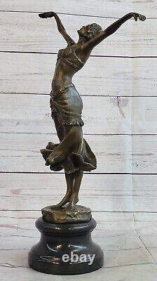 Statue Art Deco Golden Bronze Chair Austrian Dancer 1920 Sculpture Figure