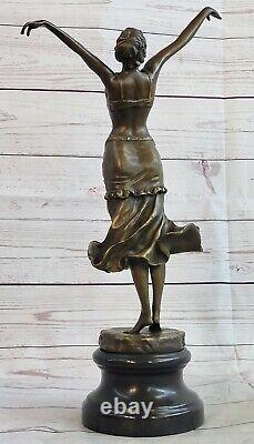 Statue Art Deco Golden Bronze Chair Austrian Dancer 1920 Sculpture Figure