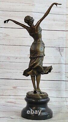 Statue Art Deco Golden Bronze Chair Austrian Dancer 1920 Sculpture Figure