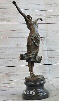 Statue Art Deco Golden Bronze Chair Austrian Dancer 1920 Sculpture Figure