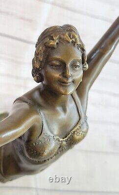 Statue Art Deco Golden Bronze Chair Austrian Dancer 1920 Sculpture Figure